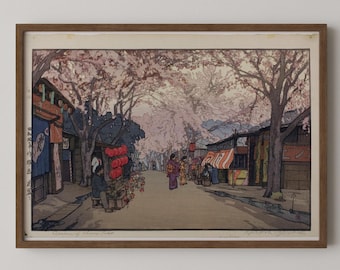 吉田博による日本のアートプリント「雲井桜」、木版画、ジクレー、版画