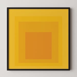 After Josef Albers - Taos (Homage to the Square) PREMIUM GICLÉE PRINT | Mid-century Modern Art Print in Yellow Orange (available framed) 1x1