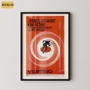 Vertigo Movie Poster: Saul Bass Minimalist Design, Hitchcock Film (Giclée Print)