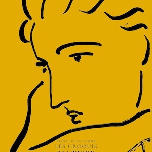 Henri Matisse Woman Profile Art Print: Yellow & Black Sketch, Giclee on Hahnemuhle Paper - 9ArtPrints