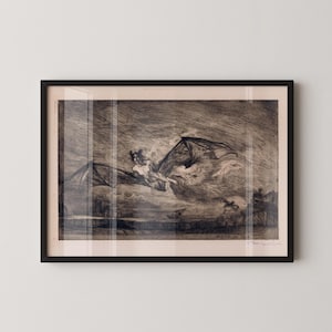 Marcel Roux - The Nightbeast / Capolavoro simbolista del terrore e dell'occulto / Schizzo d'arte neutra vintage disponibile con o senza cornice
