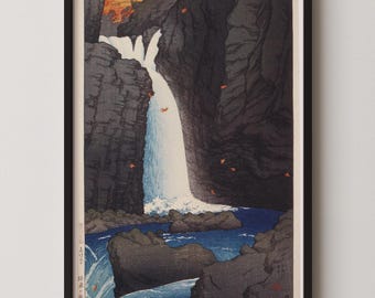川瀬巴水作「牛堀」、木版画、ジクレー、版画、アジア美術、風景、冬
