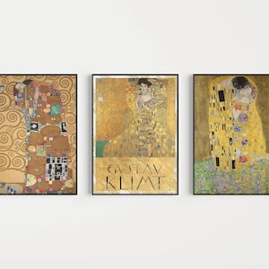 Gustav Klimt Art Print Set: The Kiss, Adele Bloch-Bauer, The Embrace