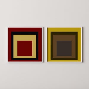 Dopo Josef Albers STATEMENT DUO Uber Alles & Harvest / / Arte vintage di metà secolo Omaggio al quadrato disponibile incorniciato 1x1