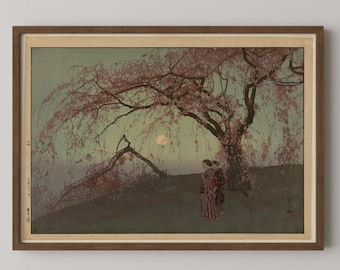 吉田博による日本のアートプリント「雲井桜」、木版画、ジクレー、版画