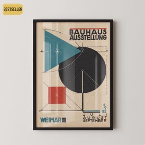 Póster vintage de Bauhaus: impresión GICLÉE PREMIUM de triángulo, círculo y cuadrado. Impresión de arte moderno de mediados de siglo (disponible enmarcada a mano)