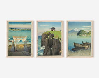 Kawase Hasui - Ocean Theme STATEMENT TRIO | Shin-Hanga Art Prints available framed