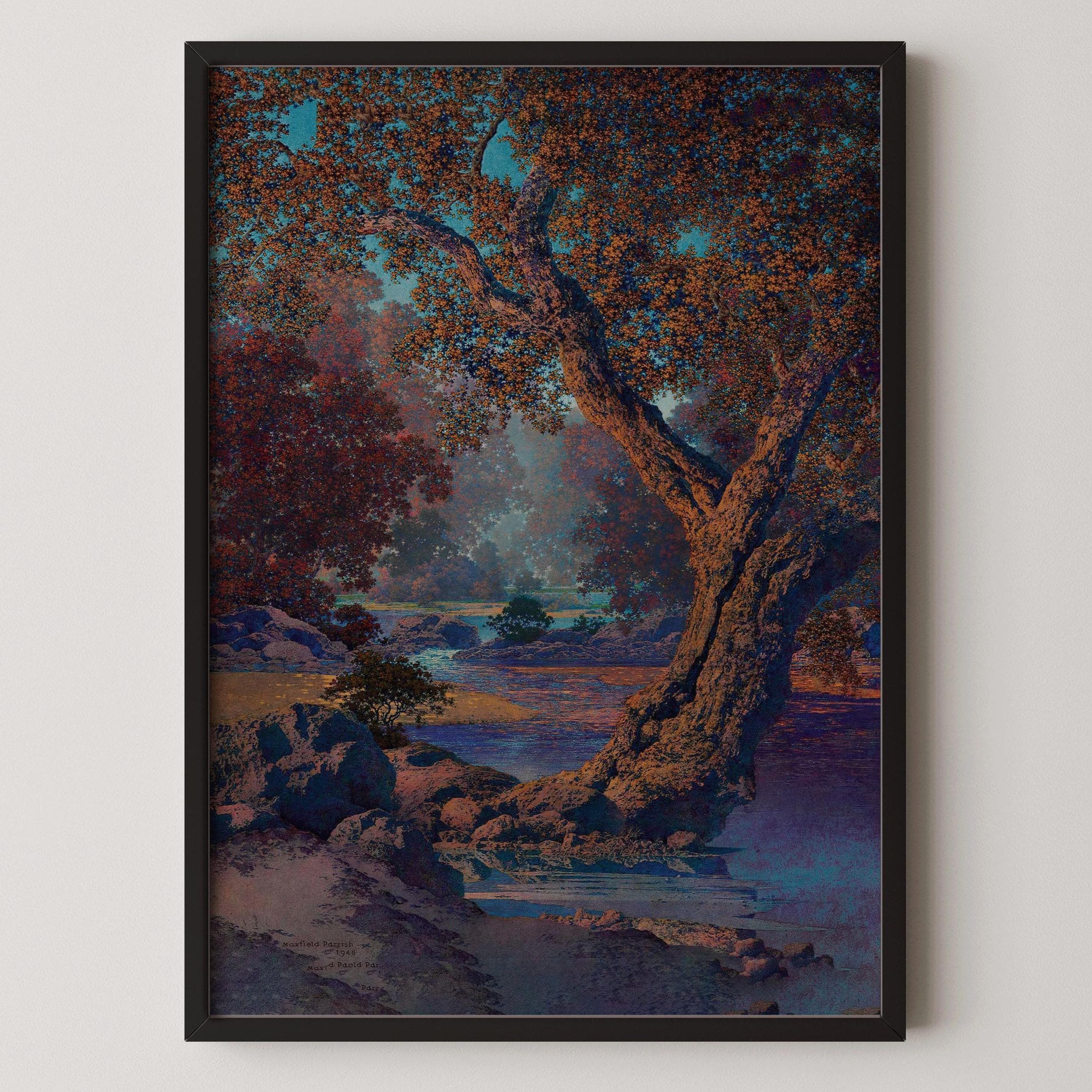 Maxfield Parrish - Autumn Brook | Colorful Maximalist American