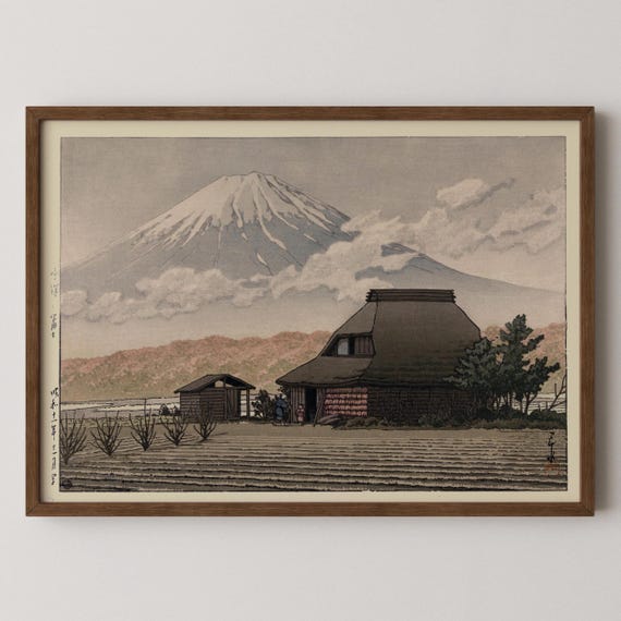 川瀬巴水 鳴沢の田舎: ヴィンテージ日本の田舎浮世絵アート プリント