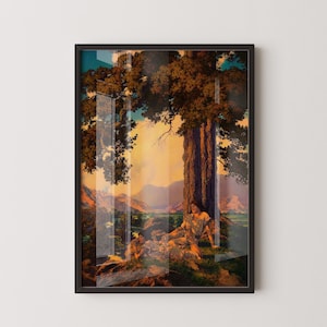 Maxfield Parrish Art Print: Golden Hilltop Reverie (Handframed or Unframed)