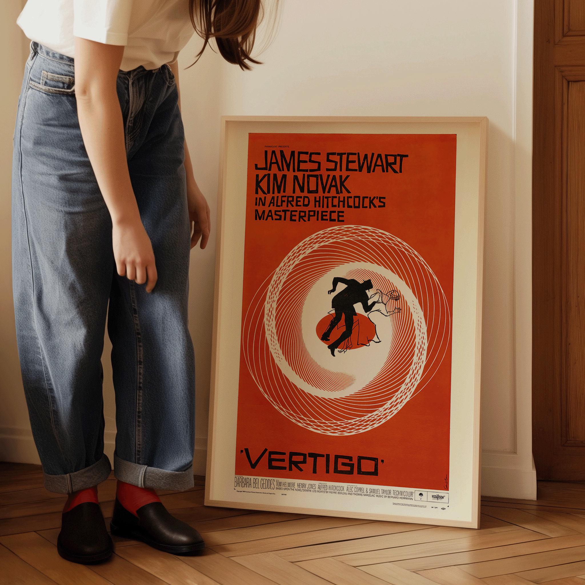 Vertigo Movie Poster: Saul Bass Minimalist Design, Hitchcock Film ...