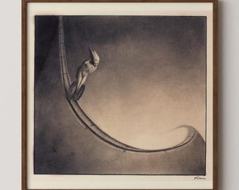 Alfred Kubin - Man | Famous Surreal Symbolist Monochrome Sketch Art (available handframed or unframed) 1x1