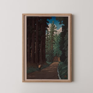 Kawase Hasui - Road to Nikko | PREMIUM GICLÉE PRINT | Tranquil Japanese Woodblock Art | Intense Green Forest & Cryptomeria available framed