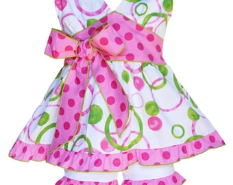 Conjunto de pantalones cortos rosa y verde para niñas de 2 a 3 años