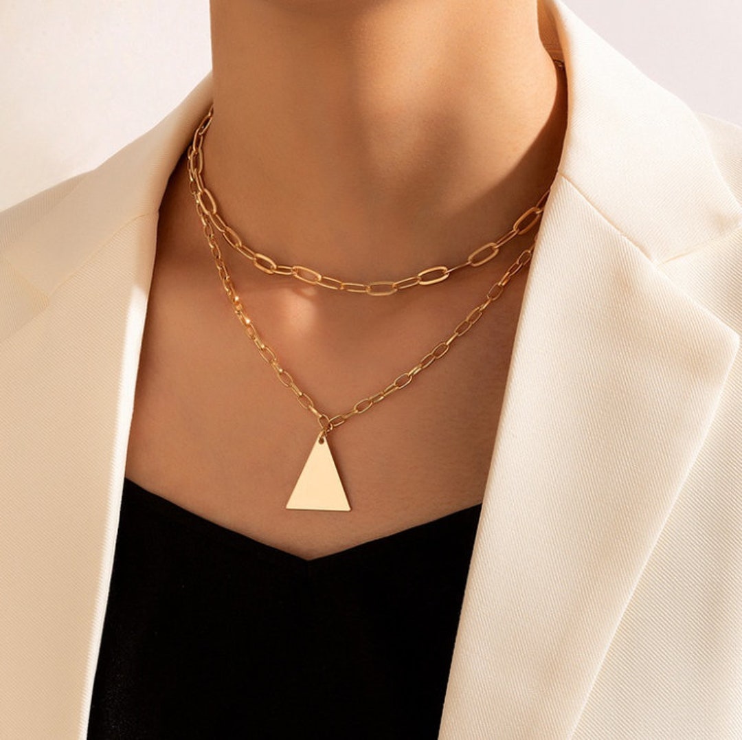 Delta Chain Delta Chain Double Layer Necklace - Etsy