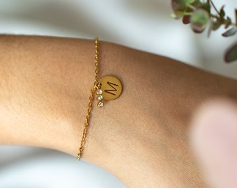 Bracelet acier inoxydable personnalisable, cadeau fête des mères, cadeau de Noël, cadeau demoiselles d'honneur, cadeau pour femme, Or 24k