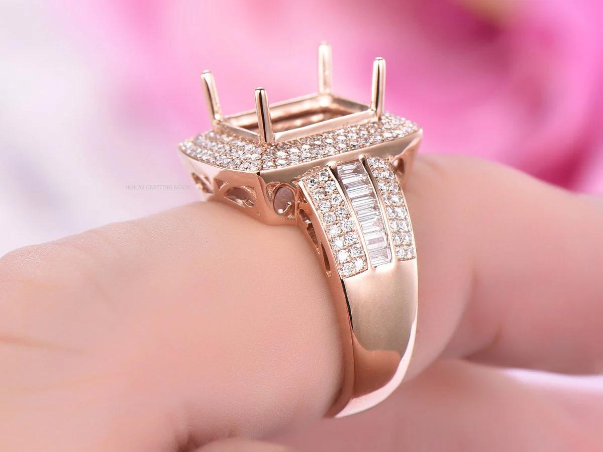 Semi-monture De Bague Argent 925 – Sertie émeraude 14x10 Mm – Fourniture Bijouterie