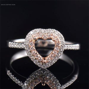 Sterling Silver Heart Ring Semi Mount: 5.5mm Zircon Accent