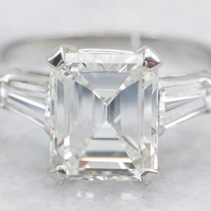 Moissanite Engagement Ring Emerald Cut Sterling Silver Promise Proposal Jewelry