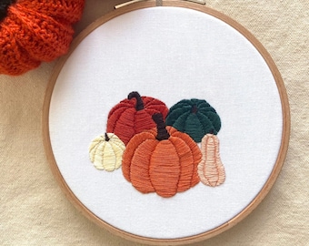 Autumn Pumpkin/Squash Embroidery Pattern - PDF/Digital Pattern