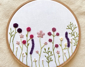 Flower Meadow Embroidery Pattern Beginner Friendly - PDF/Digital Pattern