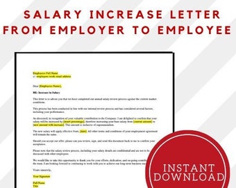 Increase in Salary Letter Template from Employer to Employee, Word Template, Pages Template