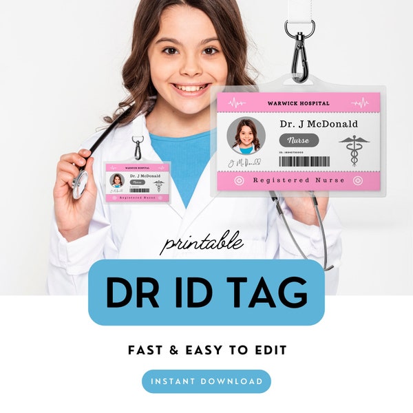 Kids ID Name Badge Doctor Pretend Play ID Nurse Badge