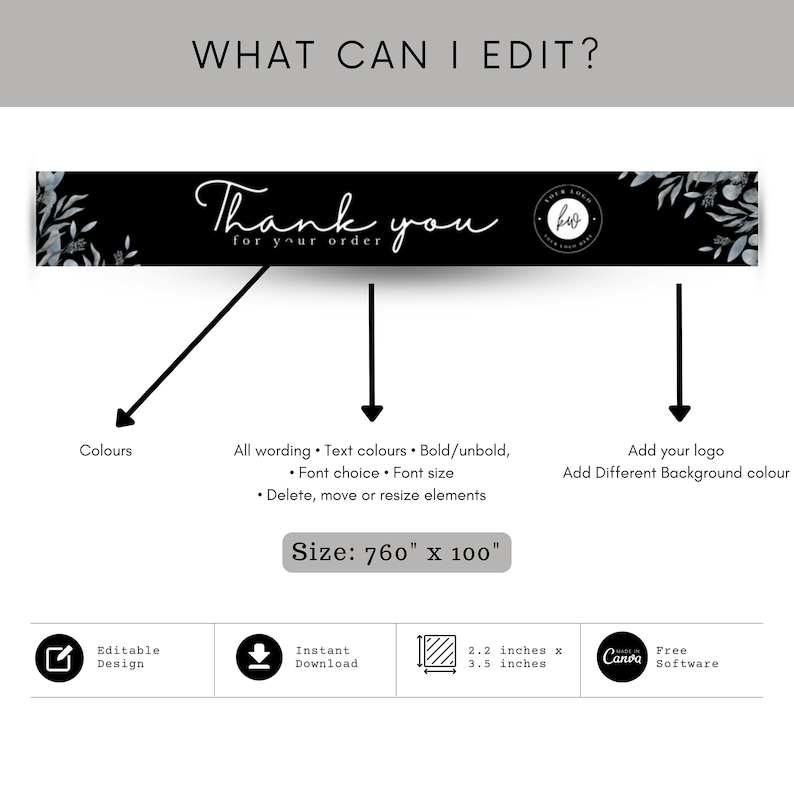 Editable Etsy Shop Receipt, Floral Etsy Receipt Banner Canva Templates