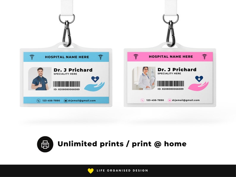 Editable Kids Doctor Tag Medical ID Card Etsy