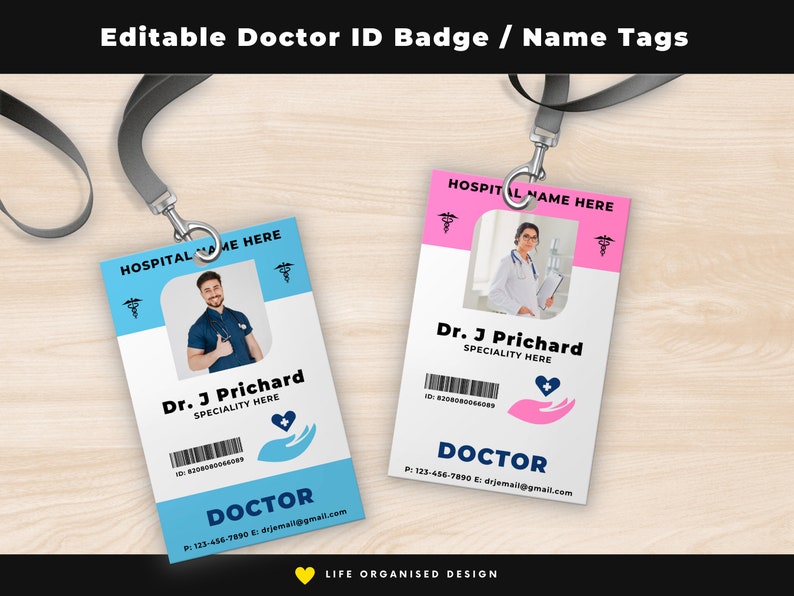Editable Kids Doctor Tag Medical ID Card Etsy