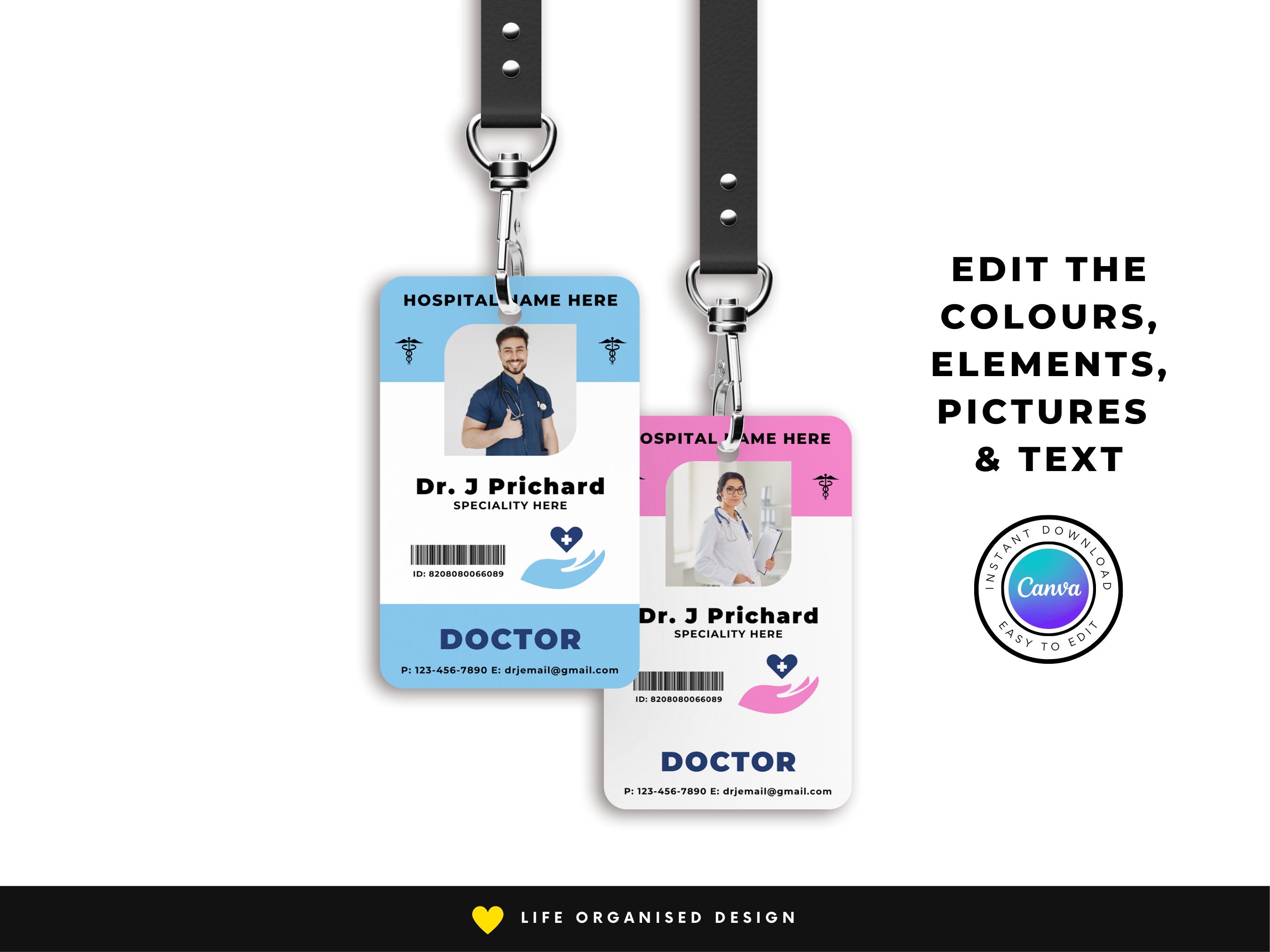 Editable Kids Doctor Tag Medical ID Card - Etsy