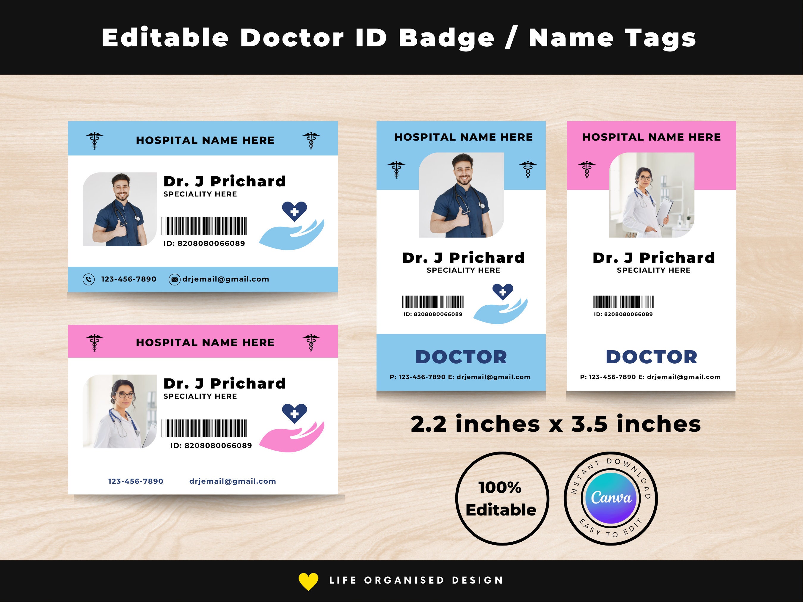 Editable Kids Doctor Tag Medical ID Card - Etsy