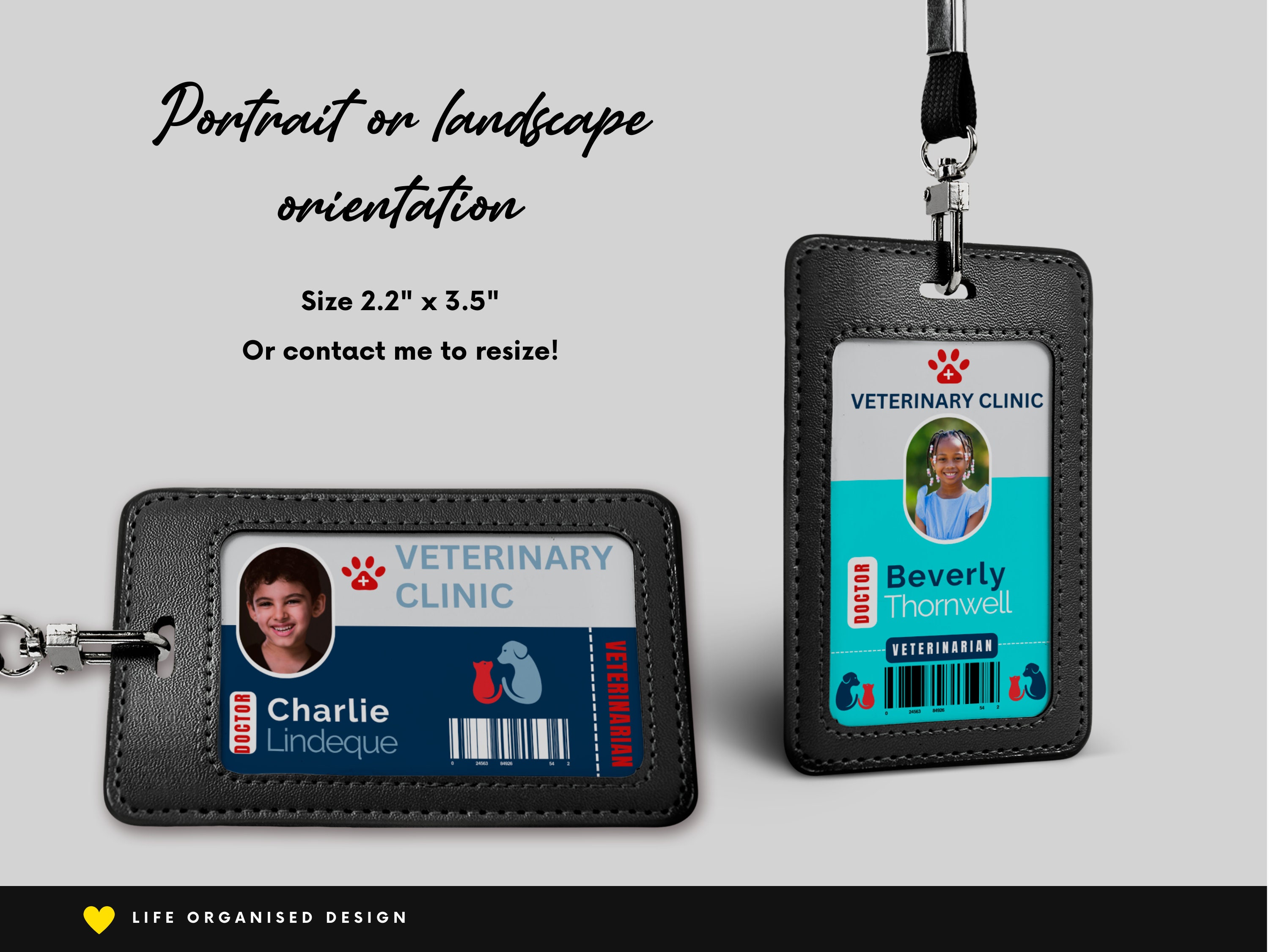 Kids Vet ID Badge Editable Animal Hospital Staff ID Pretend Etsy