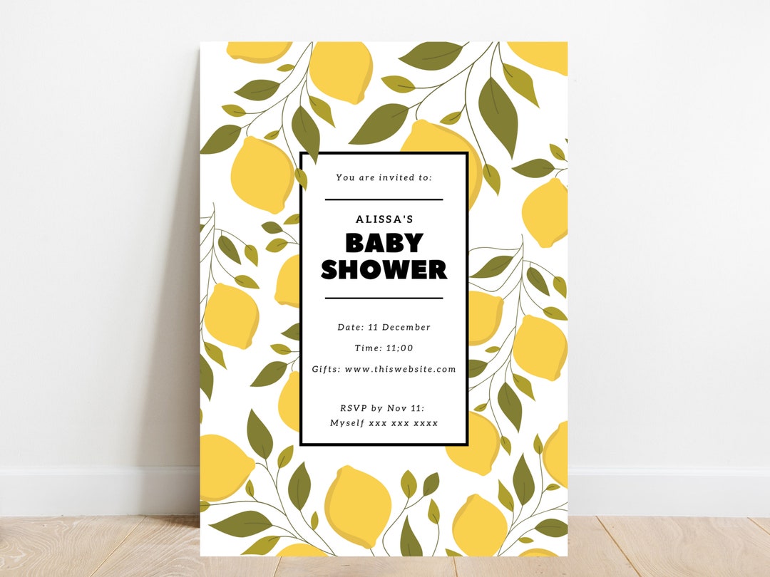 Editable Lemon Baby Shower Invitation Etsy