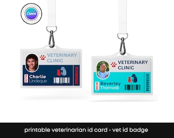 Animal Hospital Staff ID Pretend Play Kids Vet ID Badge Editable