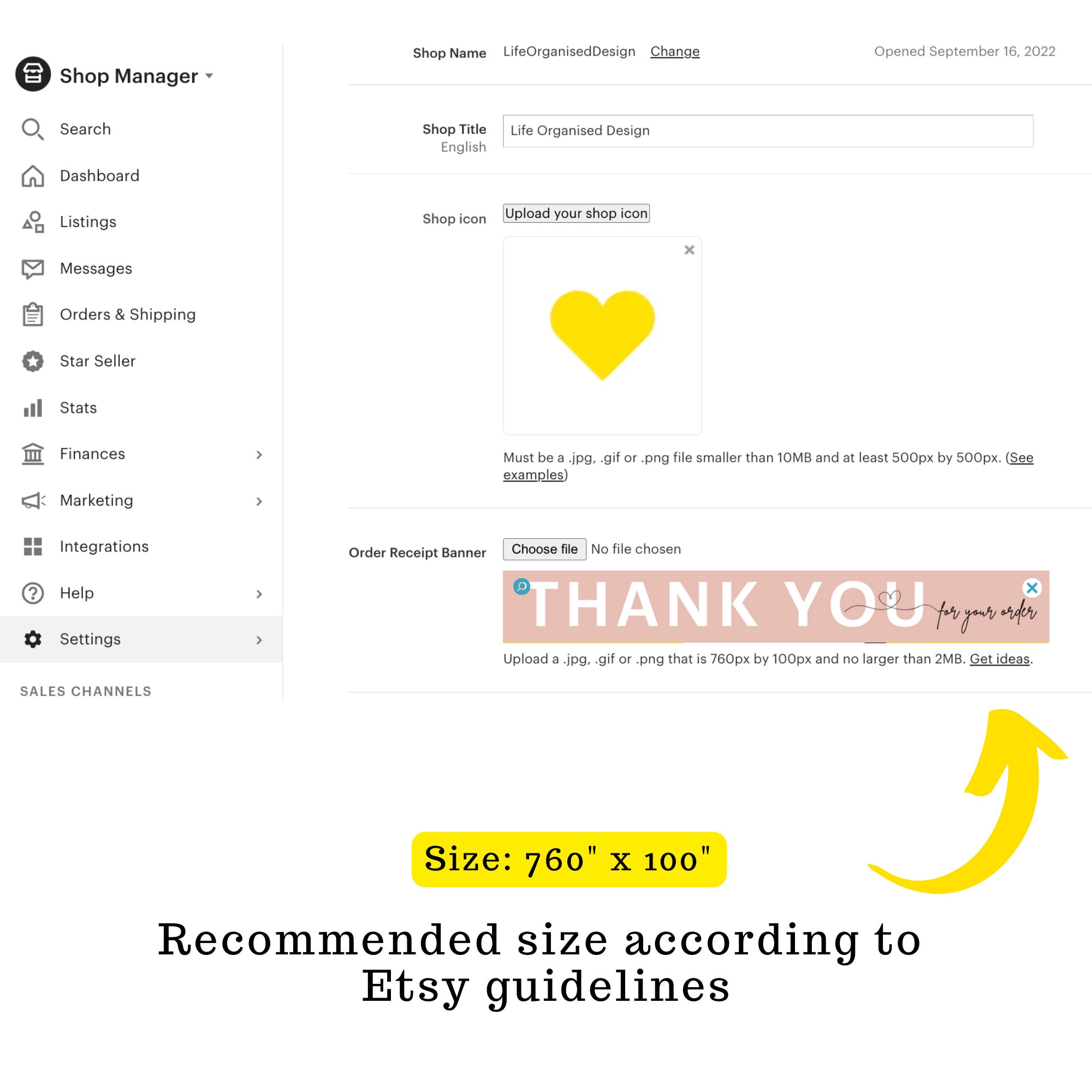 Editable Order Receipt Banner for Etsy Shop Etsy