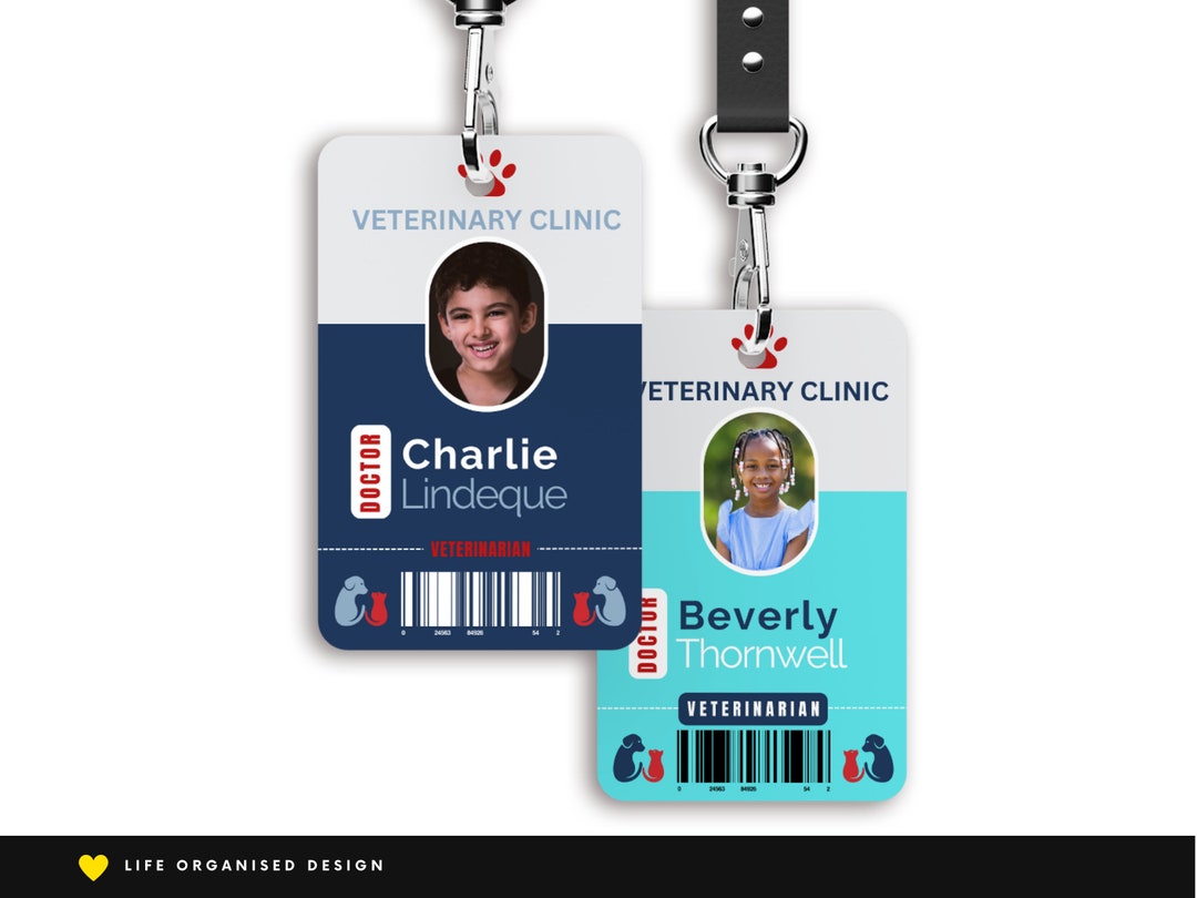 kids-vet-id-badge-editable-animal-hospital-staff-id-pretend-etsy
