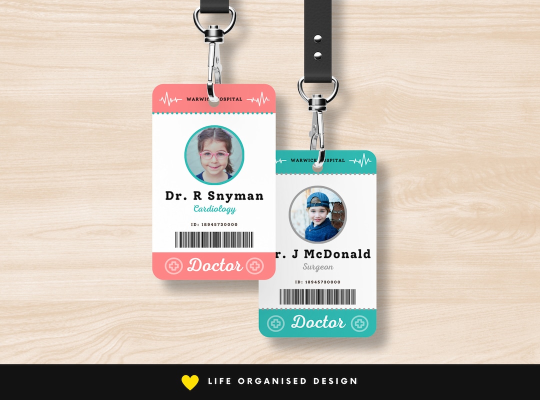 Kids Doctor ID Badge Printable Editable Hospital Staff ID Pretend Play Medical Party Nurse ID - Etsy hospital-dramatic-play-free-printables-homeschool-share