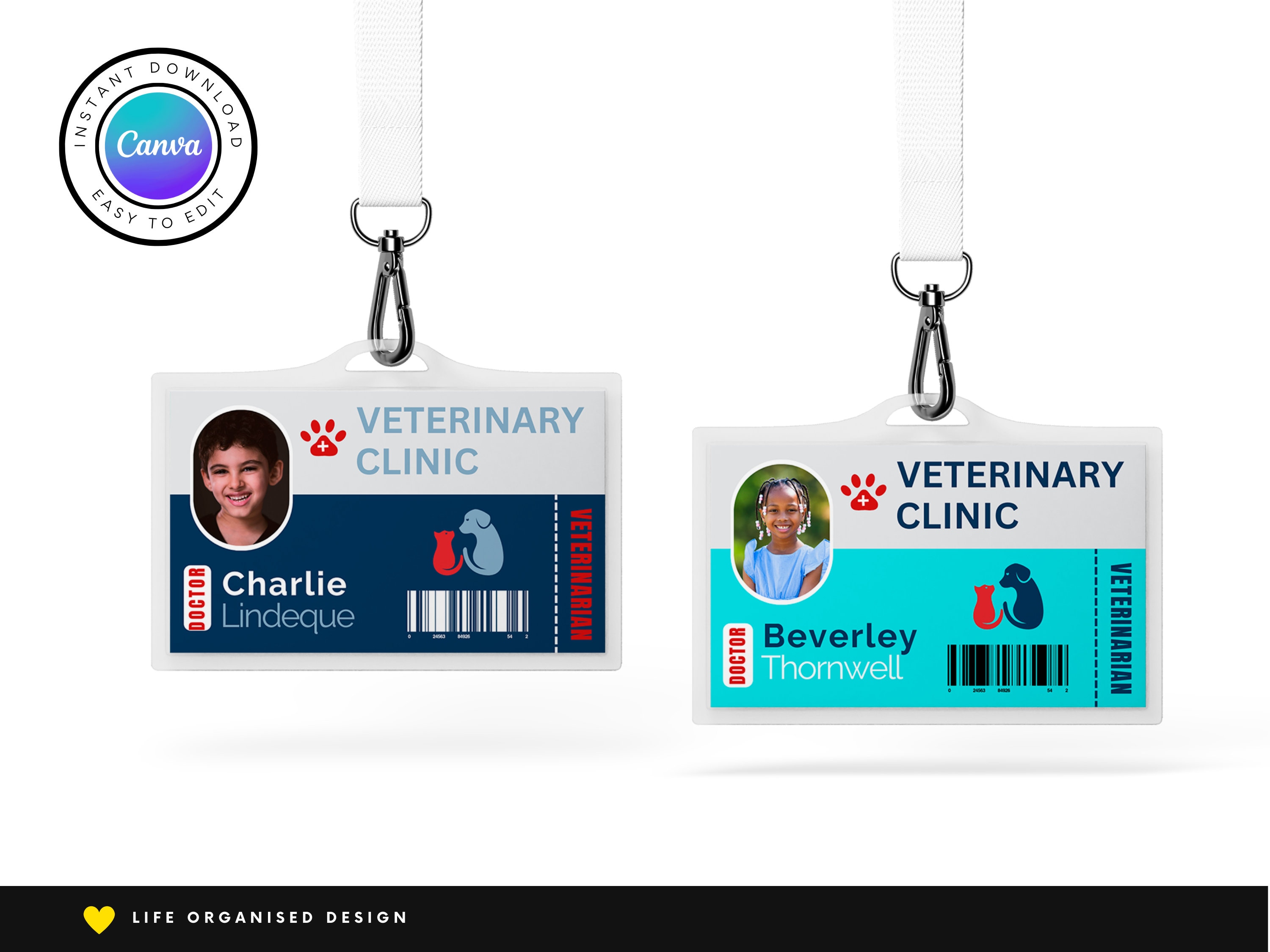 kids-vet-id-badge-editable-animal-hospital-staff-id-pretend-etsy