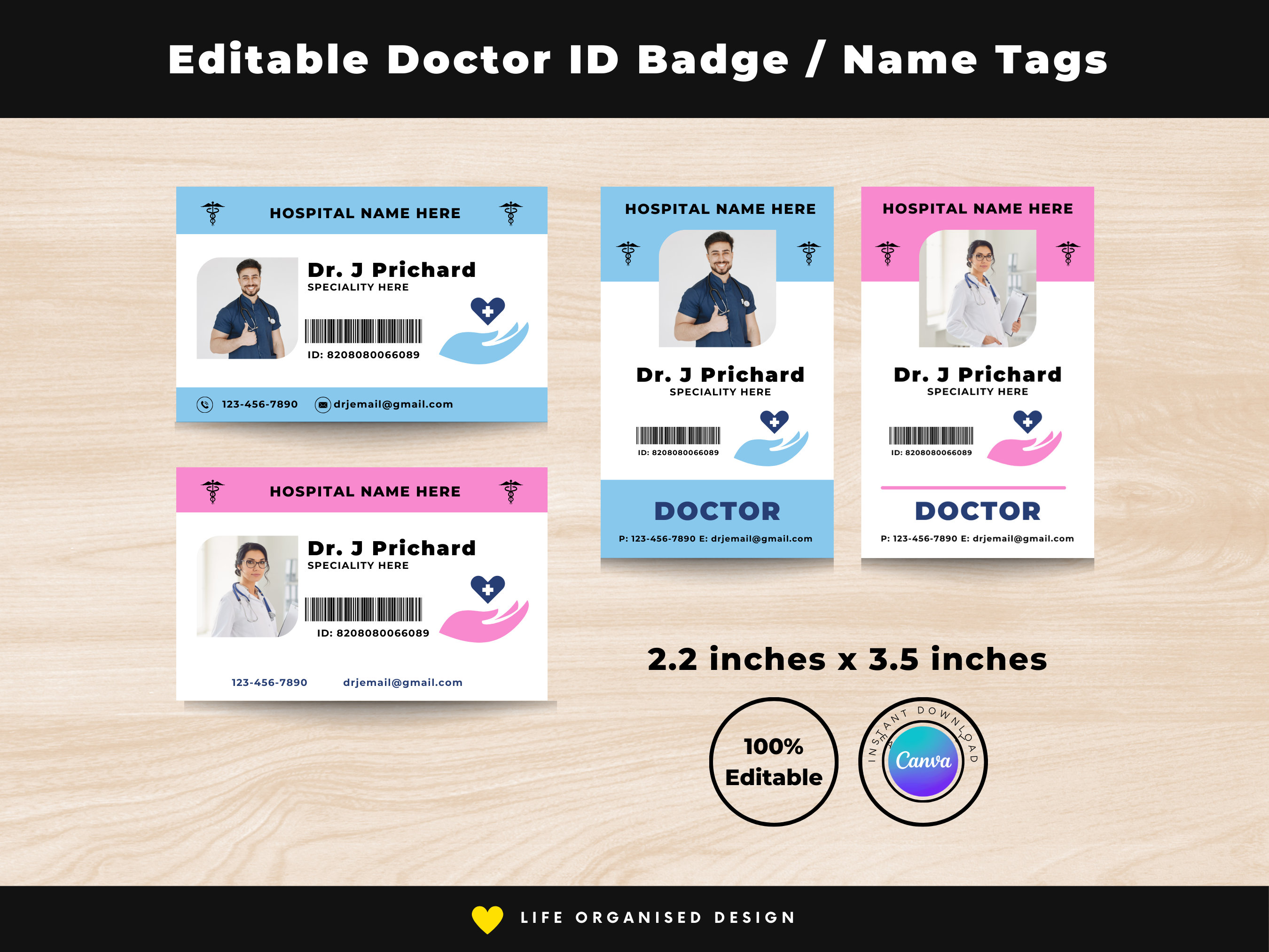 Doctor Name Tag Medical ID Card Editable Hospital Identification Etsy Doctor Name Tag Medical ID Card Editable Hospital Identification Etsy
