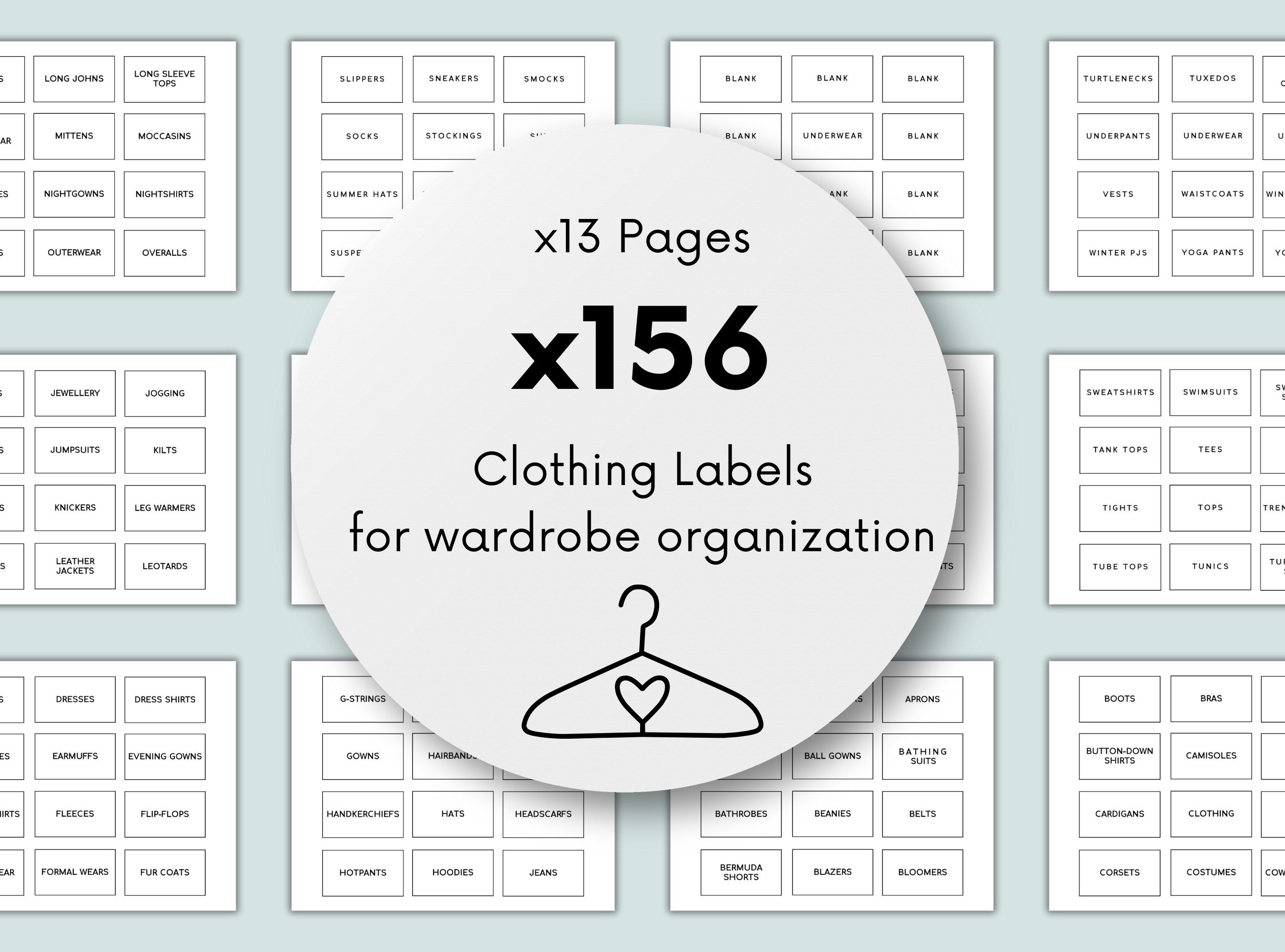 Clothes Drawer Labels Printable for Wardrobe Organization - Etsy