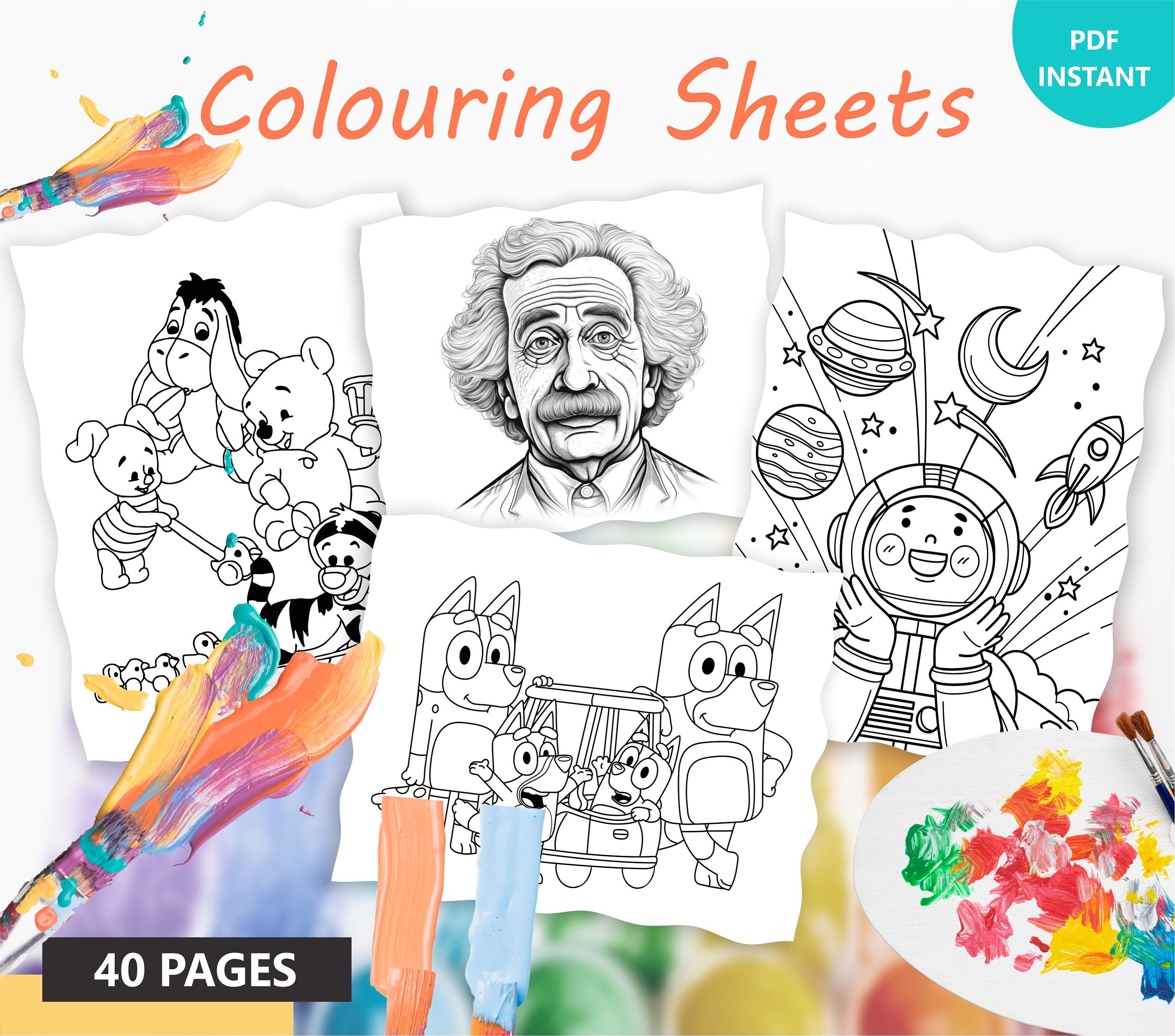 40 Coloring Sheets, Coloring Pages, Printable Coloring Sheets, Cute