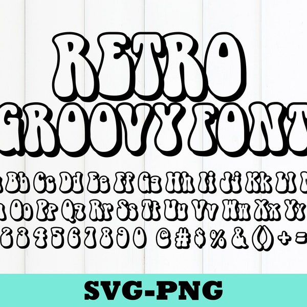 Retro Groovy outline Font, SVG, fonts procreate, fonts cricut, fonts download, fonts retro