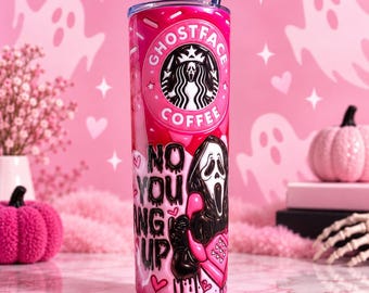Pink Drip Ghostface Tumbler | Spooky Horror Stainless Steel Cup