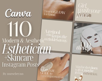 110 Esthetician Instagram Templates | Skincare Instagram Posts | Beauty Social Media Template | Skincare | Aesthetician | Spa