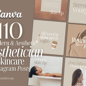 110 Esthetician Instagram Templates | Skincare Instagram Posts | Beauty Social Media Template | Skincare | Aesthetician | Spa