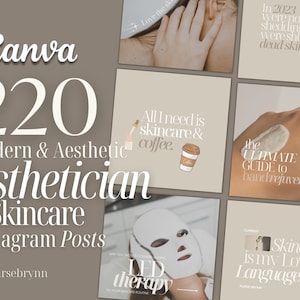 220 Esthetician Instagram Templates | Skincare Instagram Posts | Beauty Social Media Template | Skincare | Aesthetician | Spa