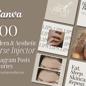 400 Nurse Injector Instagram Templates | Botox and Filler | Beauty Social Media Template | Skincare | Aesthetics Nurse