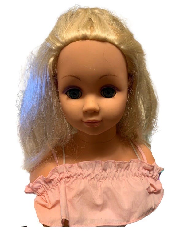 Pretend Play Hairdresser Vintage Makeup Hairstyling Doll Head 11 Tall Etsy UK