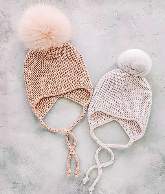 Bonnet à tricoter avec oreilles, bonnet pour bébé enfant, bonnet au point  mousse, bonnet à tricoter simple, bonnet d'hiver, bonnet ours, tailles